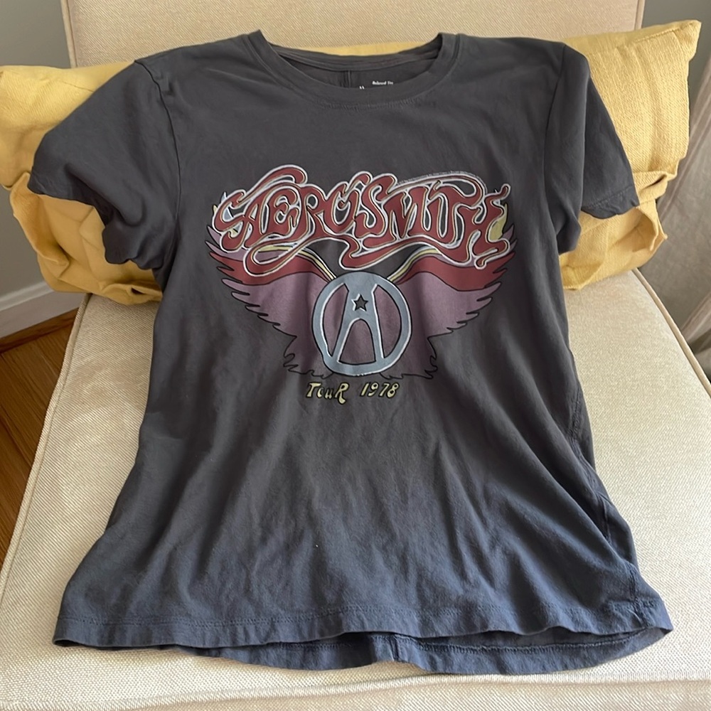 Women Abercrombie Aerosmith Tee Shirt Size XS Dark Gray
